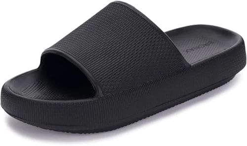 bronax thick sole pillow slippers for women and men 75 85 w6 7 m black
